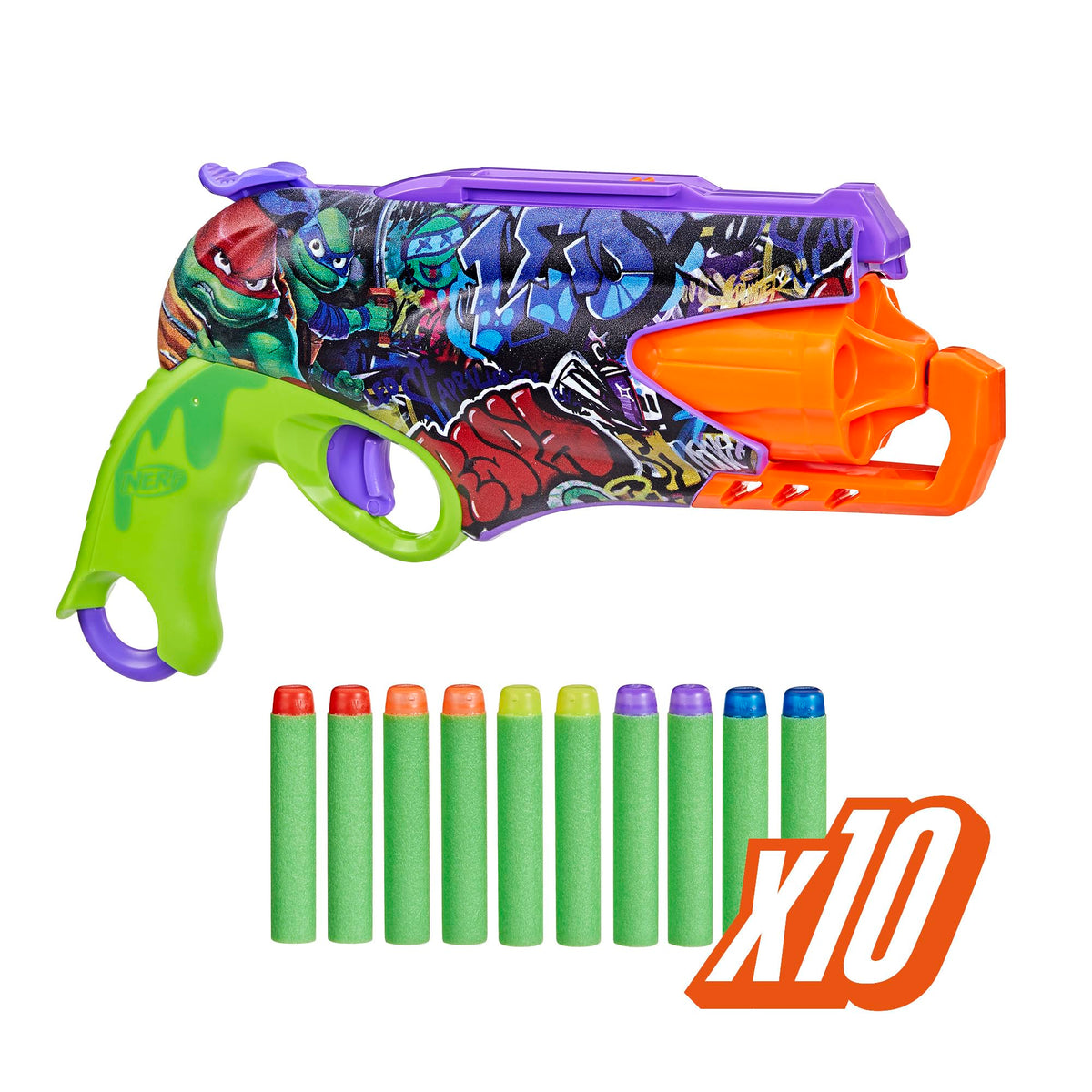 Nerf TMNT blaster front view with bold design for TMNT fans