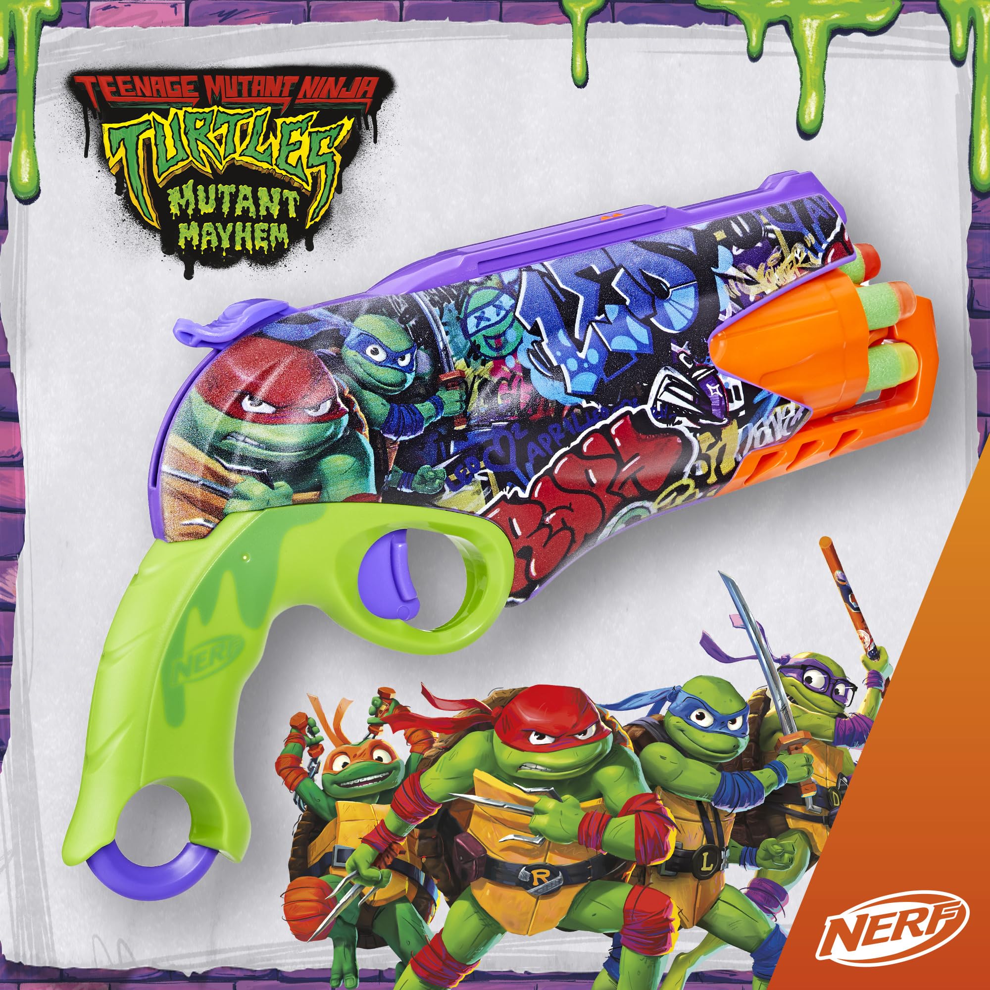 Nerf TMNT blaster loading five darts for quick reloads
