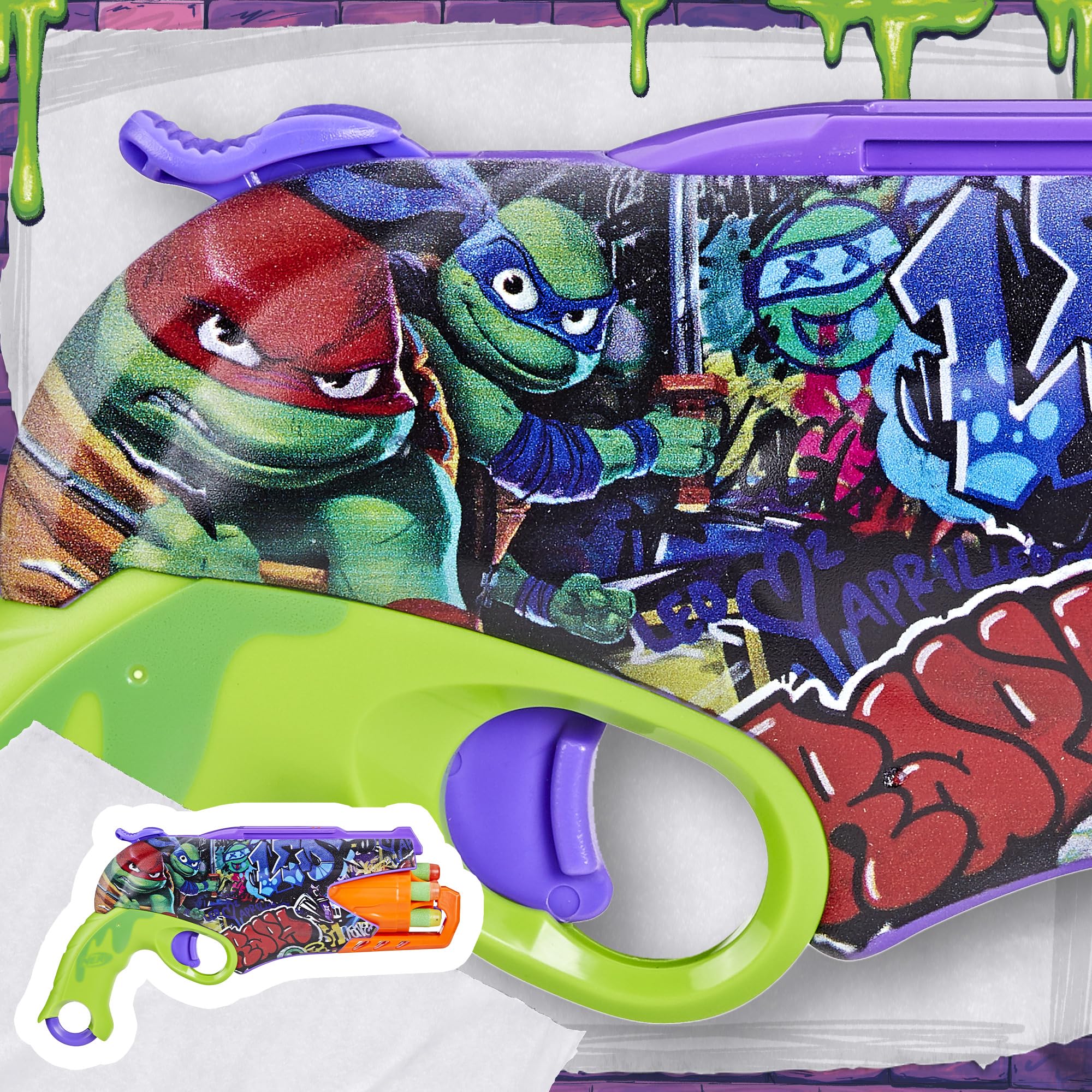 Nerf TMNT blaster rear view highlighting compact grip