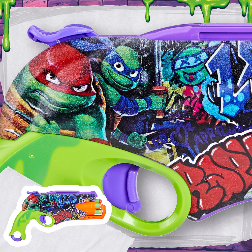 Nerf TMNT blaster rear view highlighting compact grip