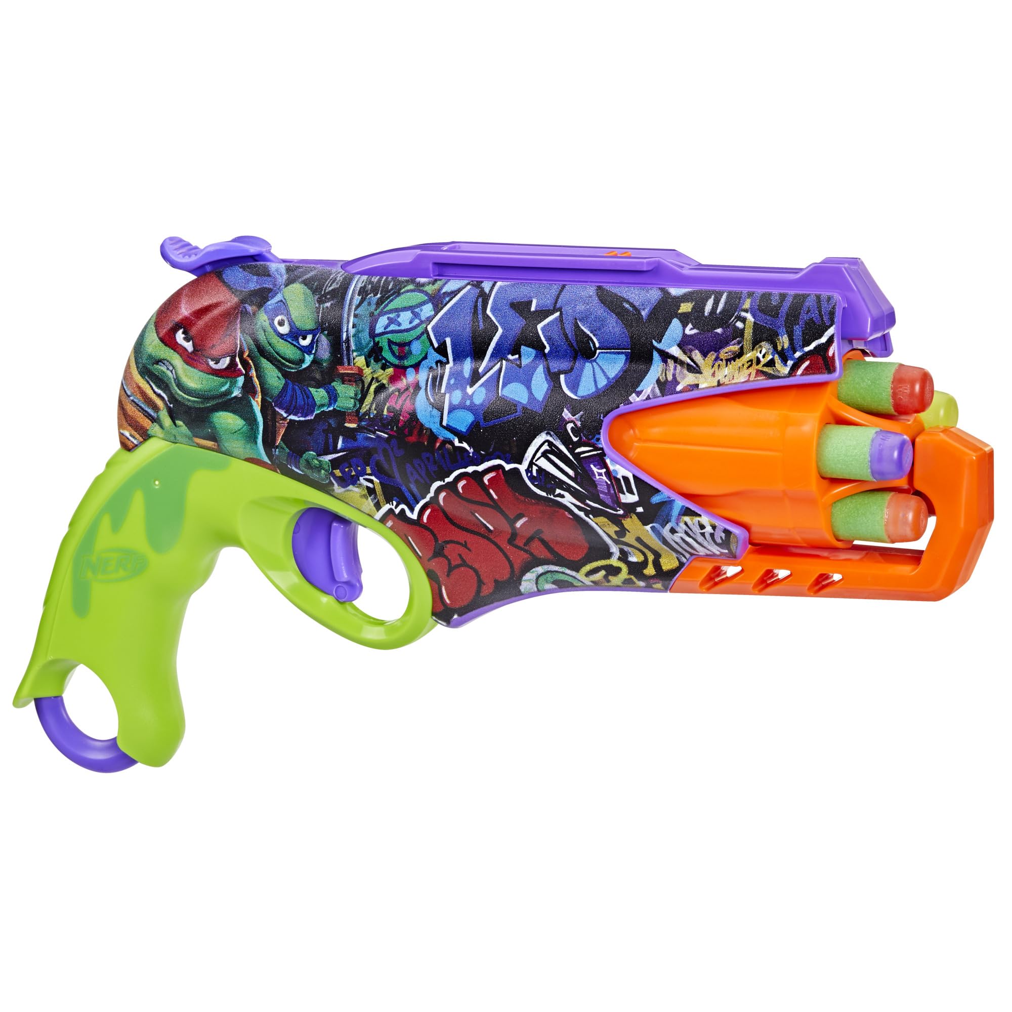 Nerf TMNT blaster side design showcasing vibrant graphics