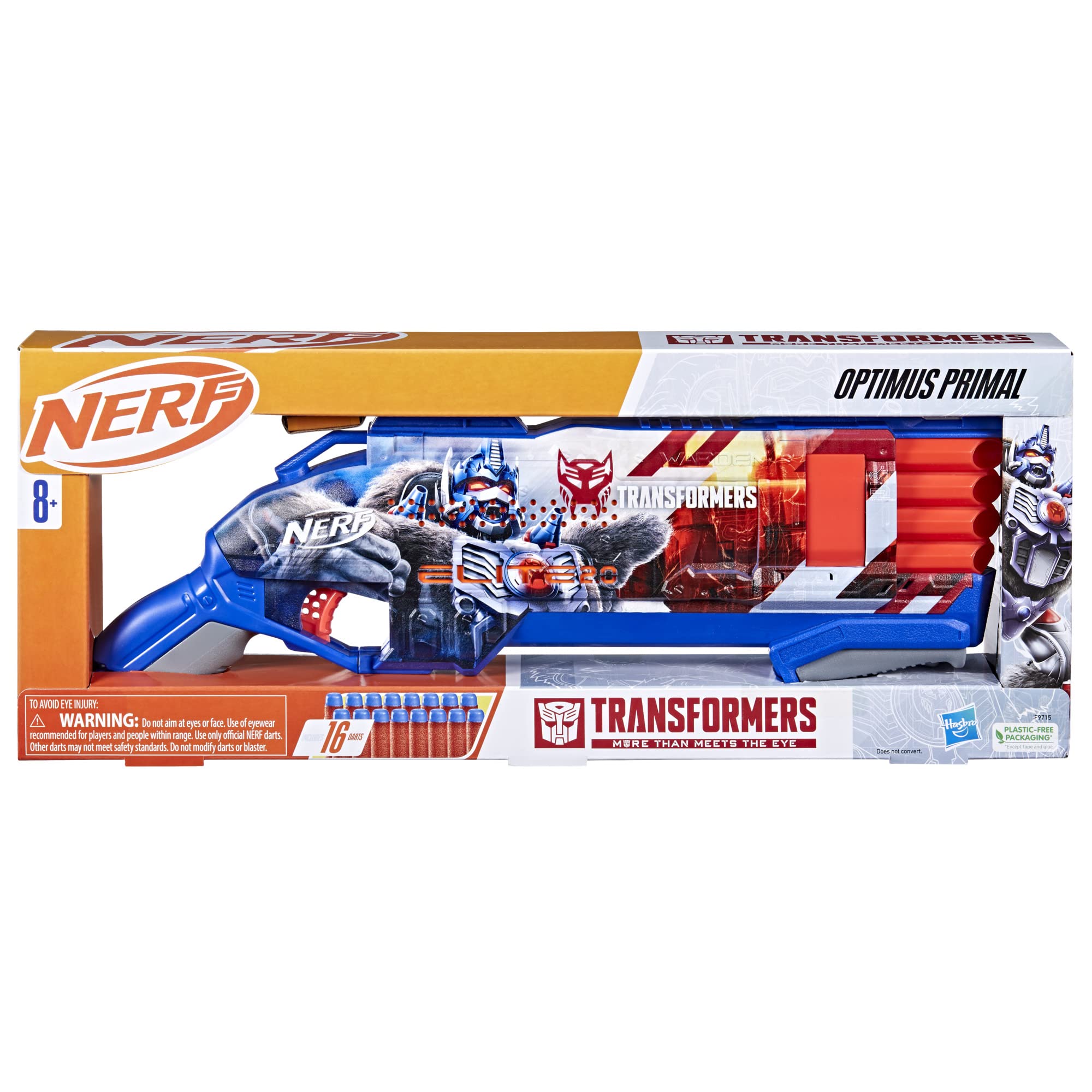 Nerf Transformers Optimus Primal blaster front view emphasizing action-ready design