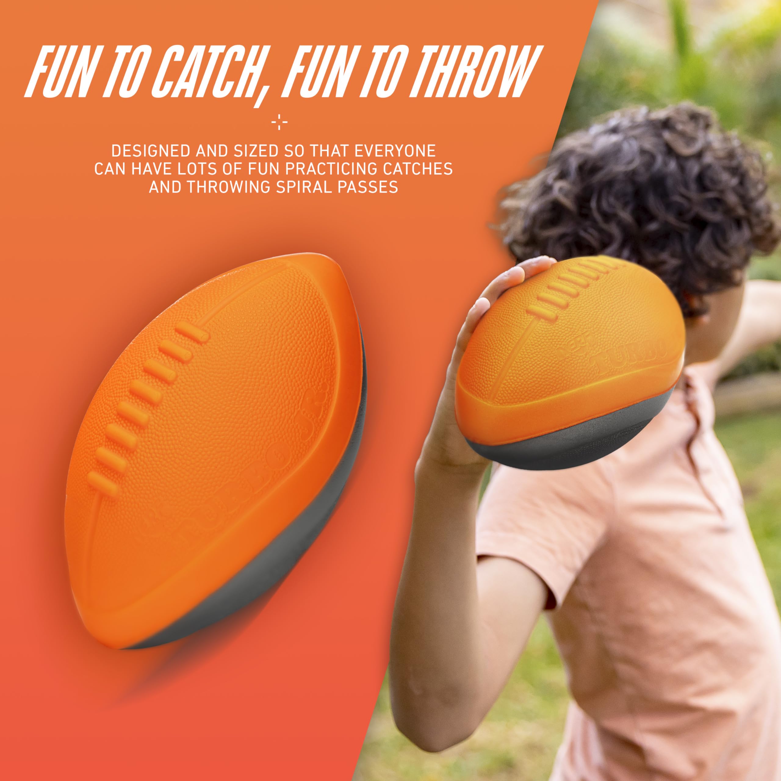 NERF Turbo Jr. foam football demonstrates indoor and outdoor versatility for family games.