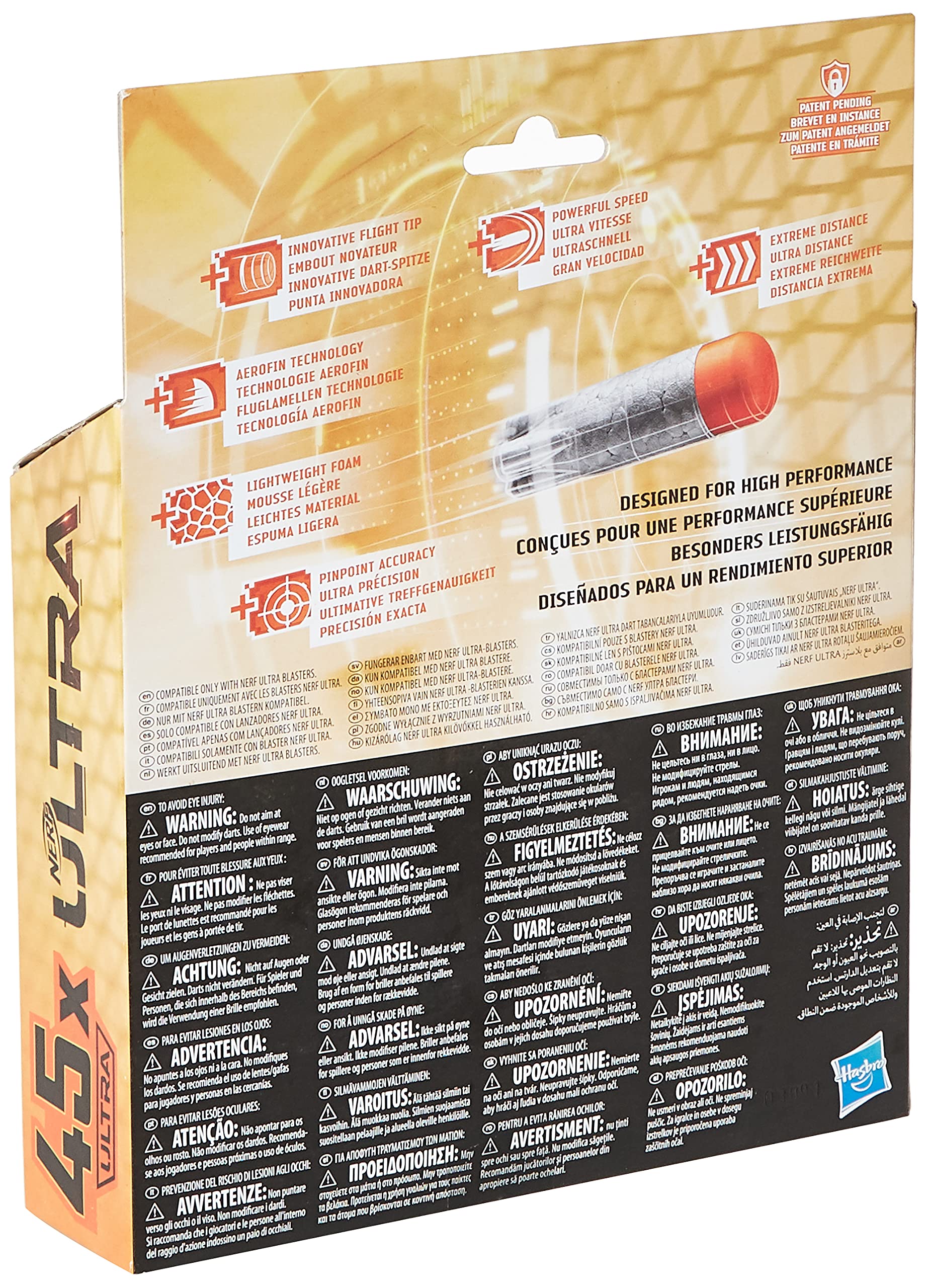 Nerf Ultra 45-dart refill pack full view highlights 45 foam darts.
