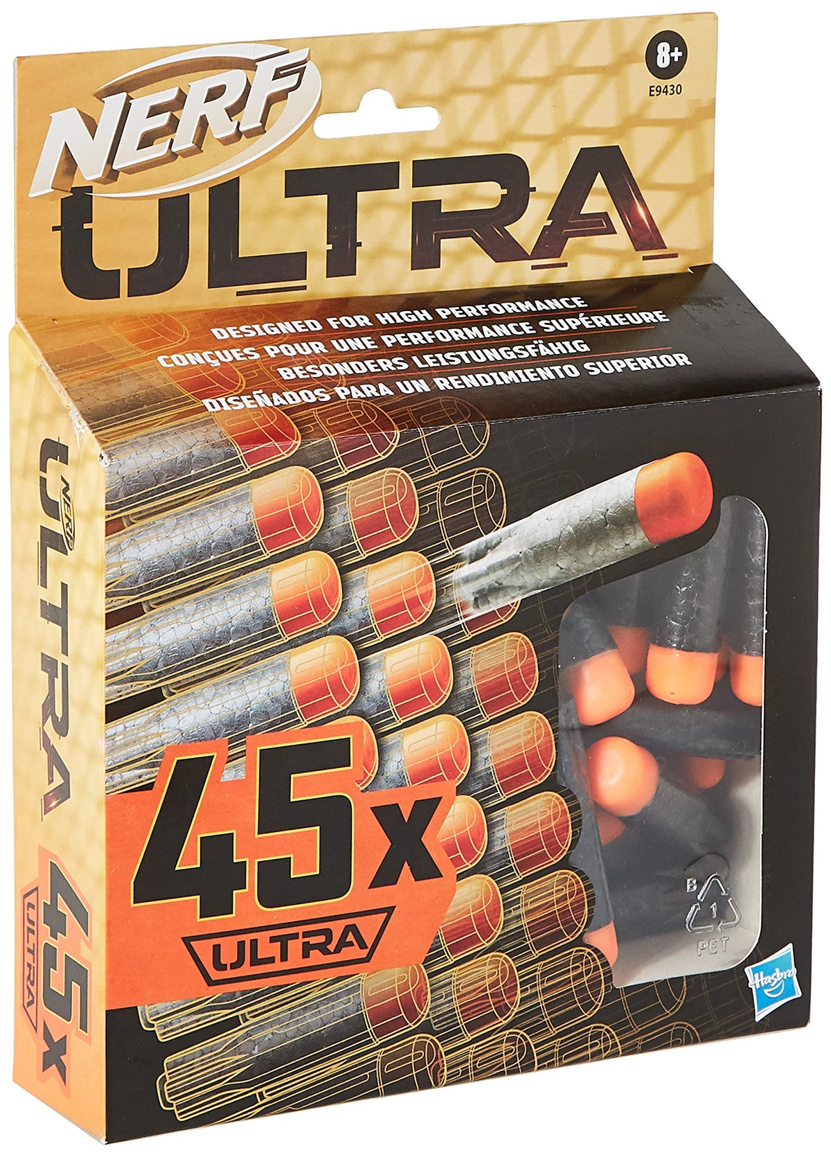 Nerf Ultra 45-dart refill darts close-up showing compact design for quick reloads.