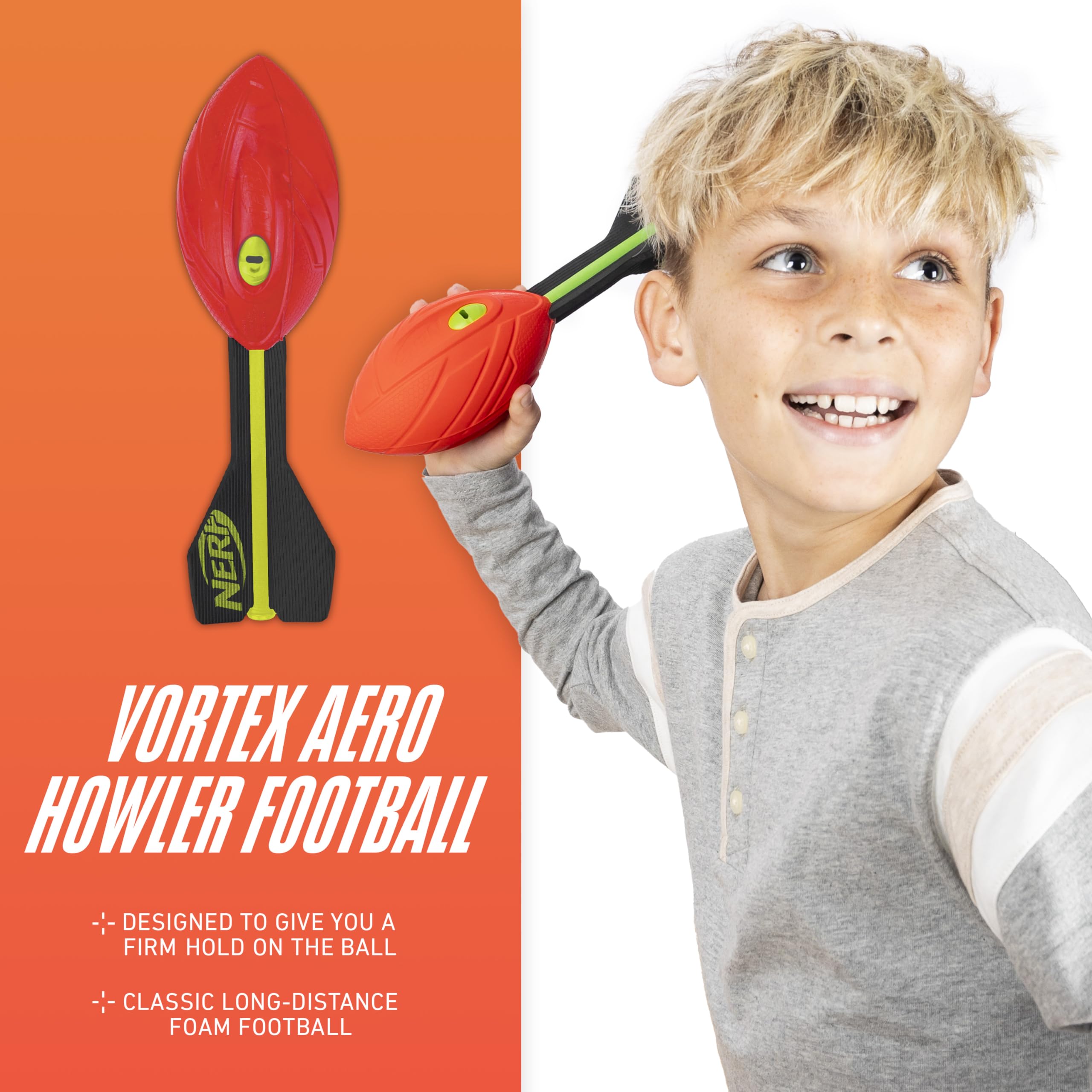 NERF Vortex Aero Howler ball mid-air whistle aids tracking during outdoor play