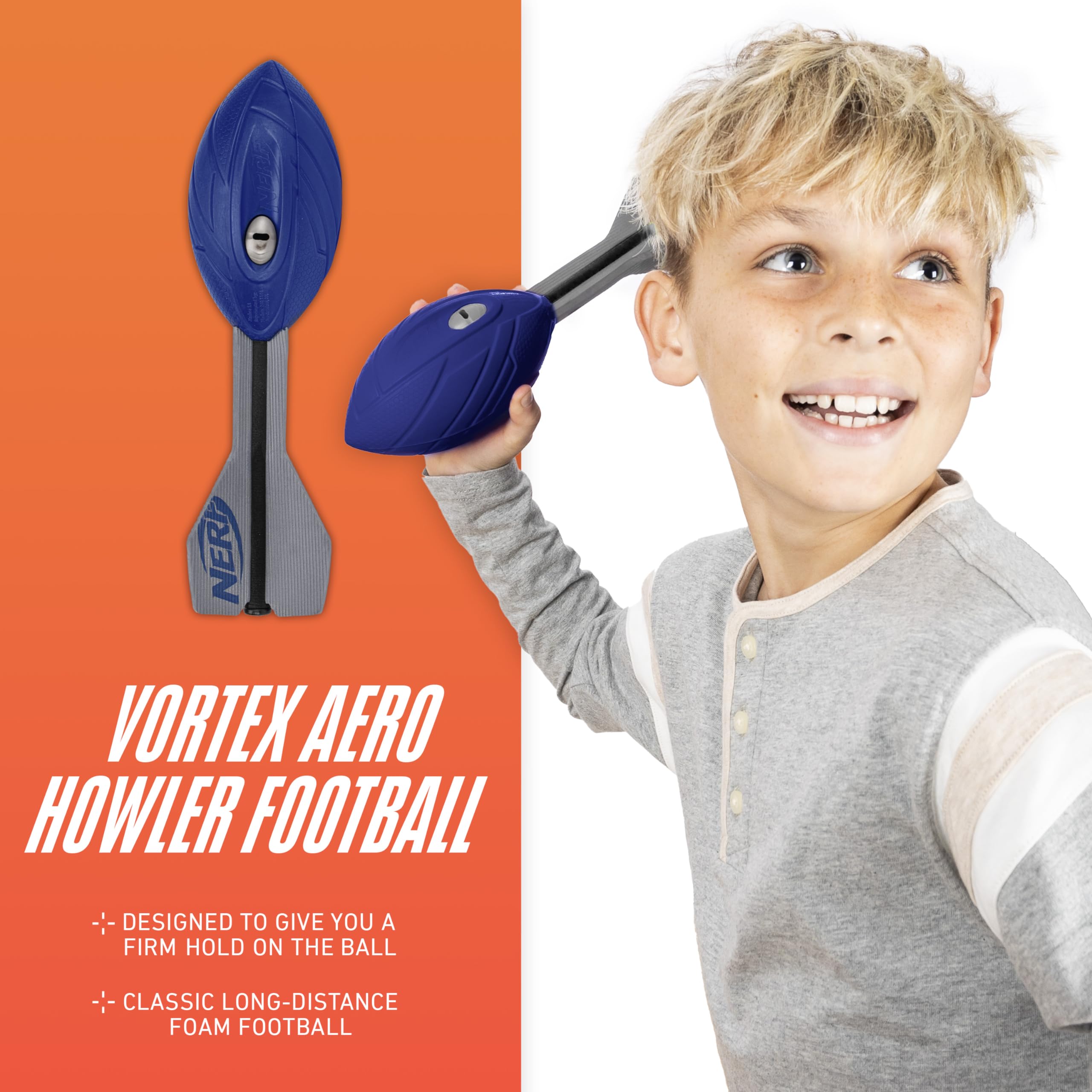 Nerf Vortex Aero Howler foam football side grip for confident throws