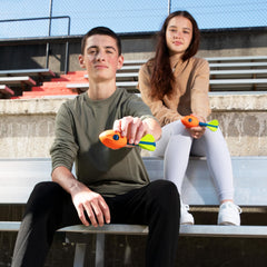 NERF Vortex Mini Aero Howler in air with audible whistle for tracking flight