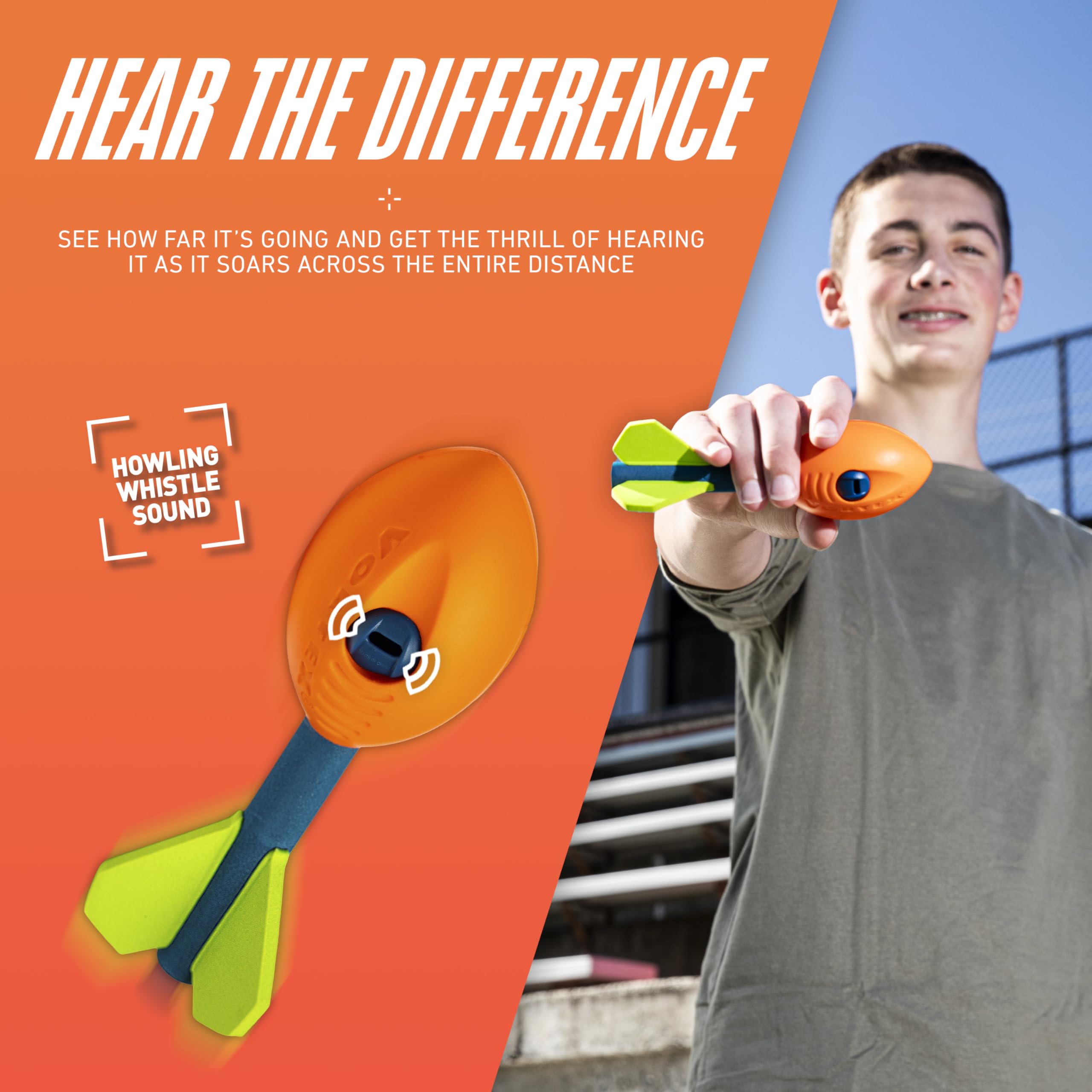 NERF Vortex Mini Aero Howler foam football at poolside for splash-friendly games