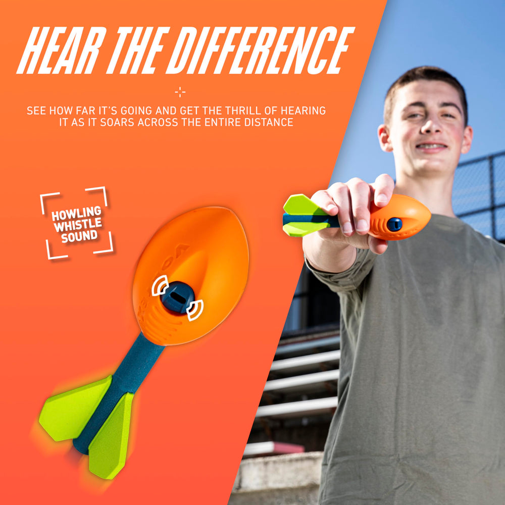 NERF Vortex Mini Aero Howler foam football at poolside for splash-friendly games