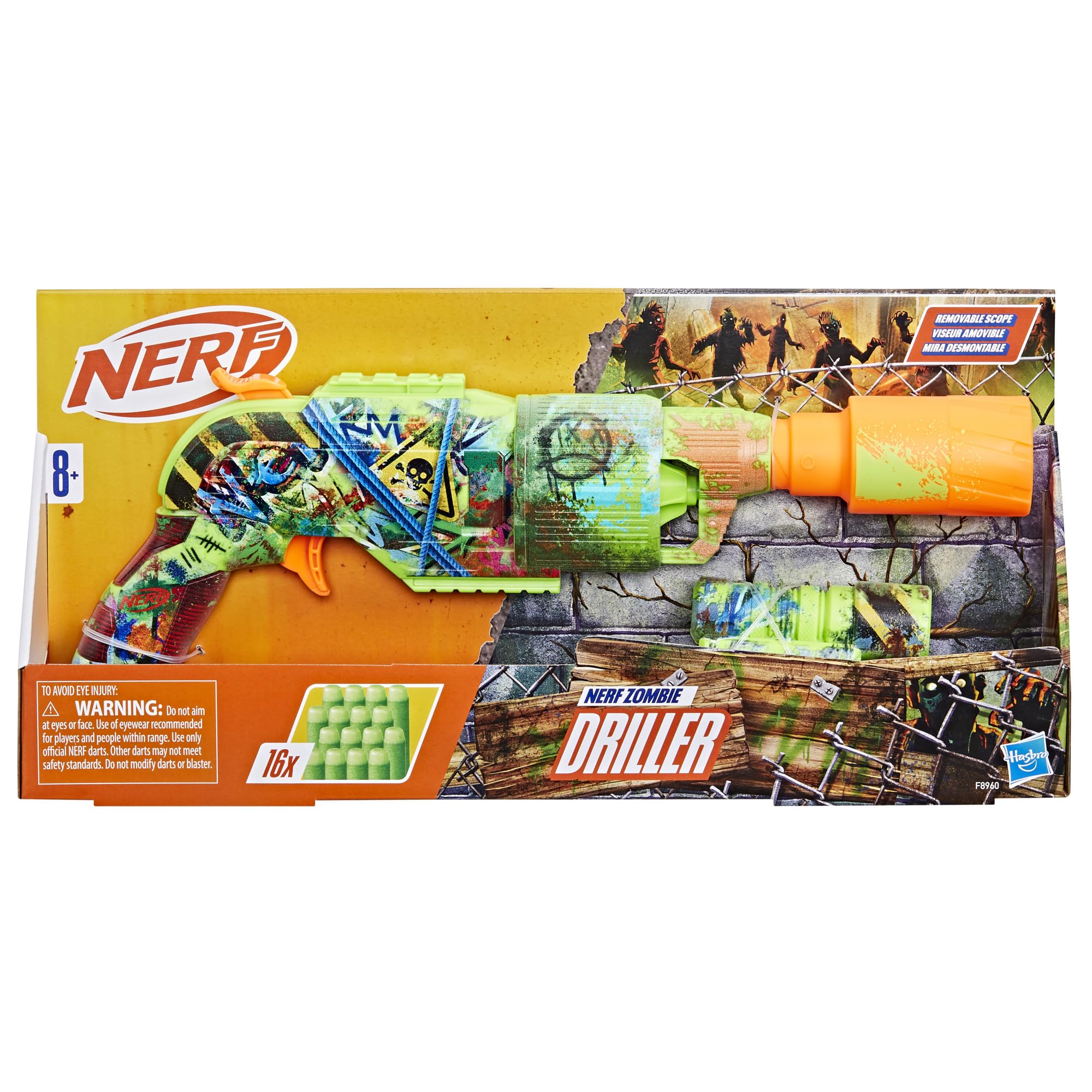 NERF Zombie Driller blaster side-graffiti highlights eye-catching design for outdoor play
