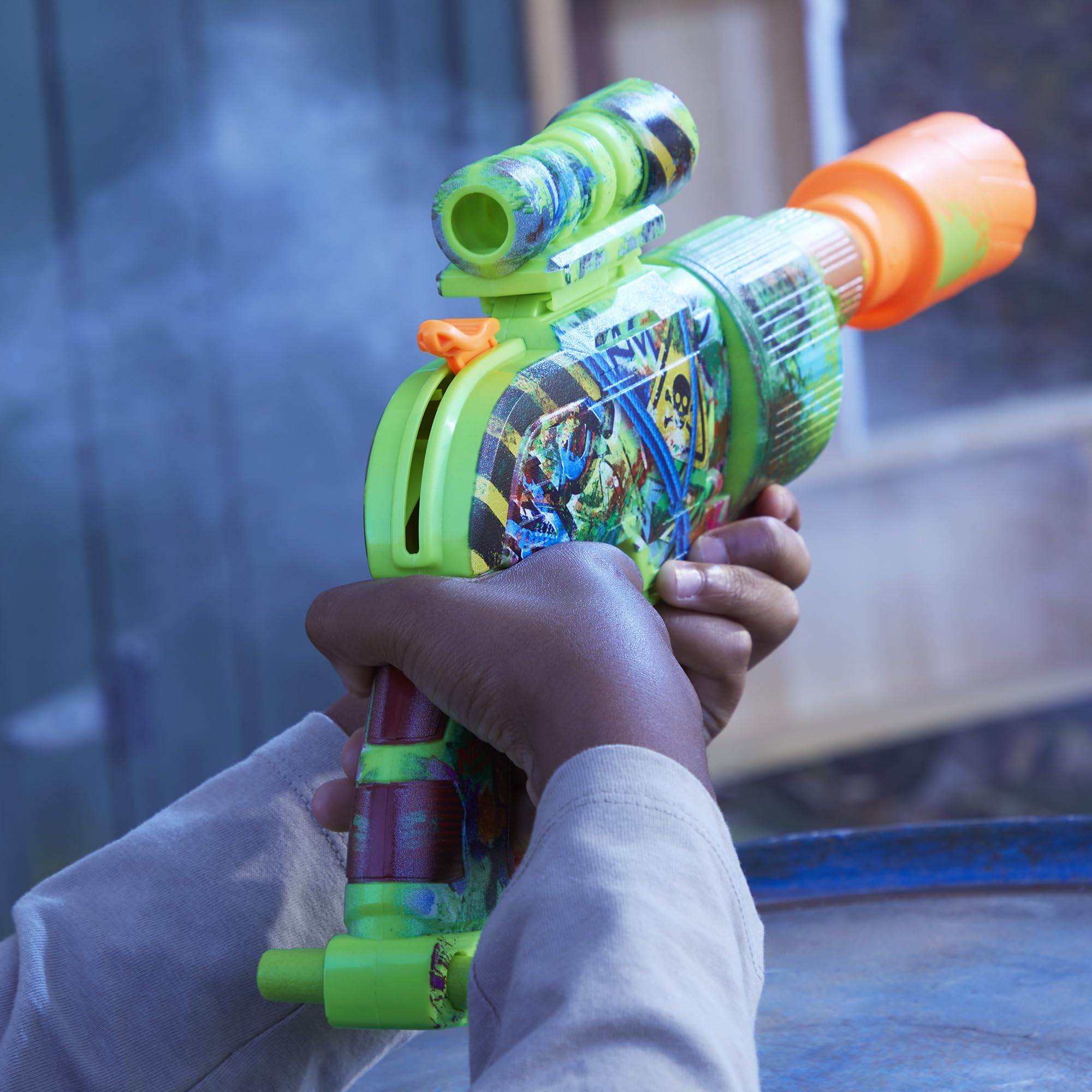 NERF Zombie Driller removable-scope for focused aiming during pretend battles