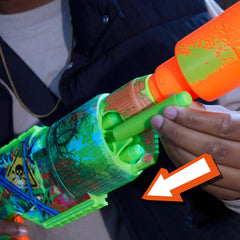 NERF Zombie Driller graffiti-decor details boost visual appeal and imagination