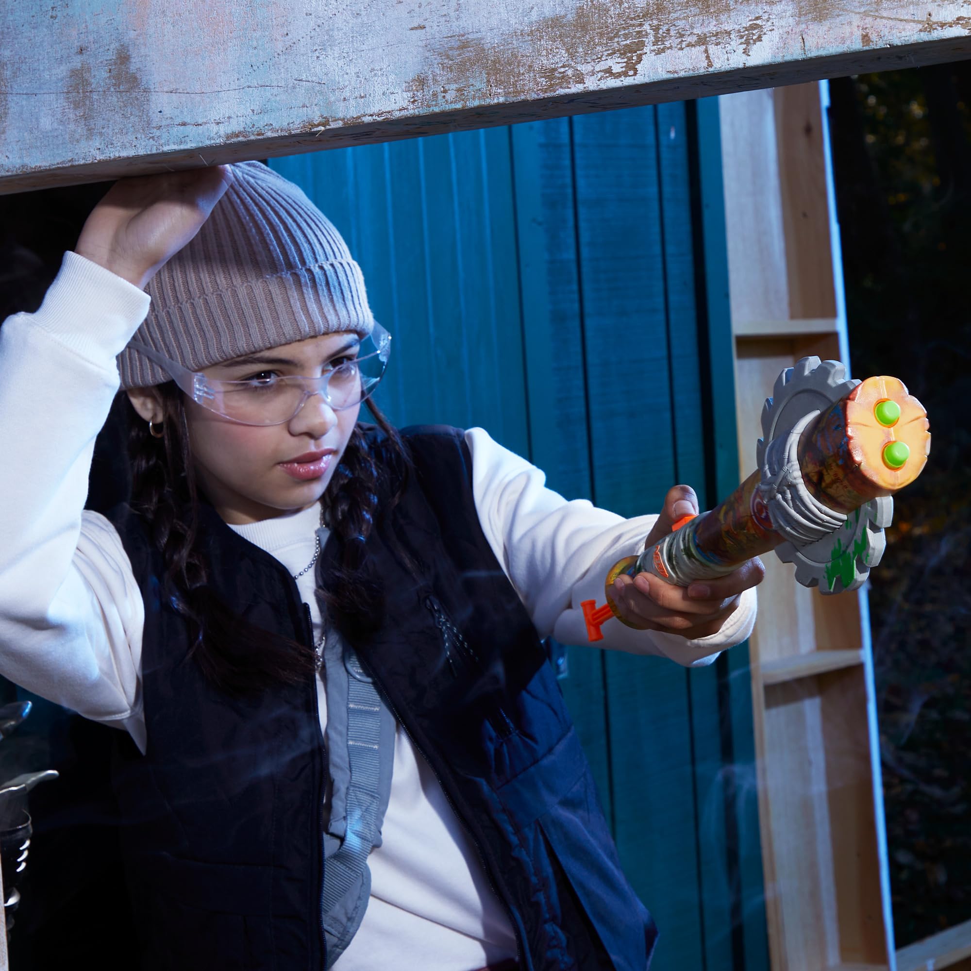 Nerf Zombie Strikeout ages 8 and up for family-friendly play.