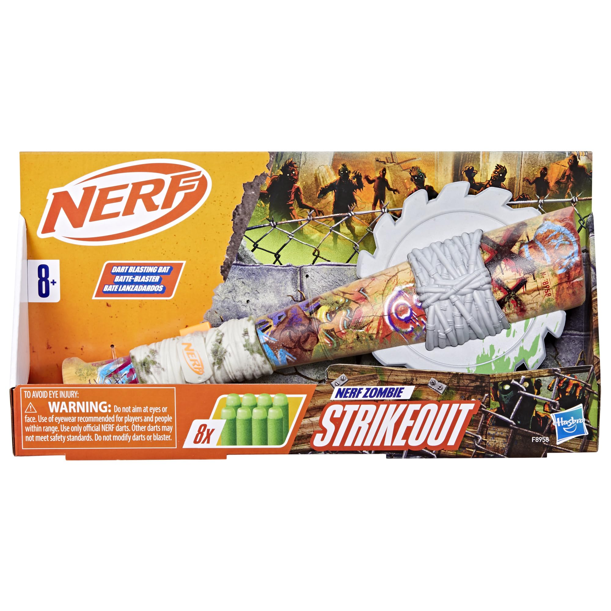 Nerf Zombie Strikeout includes 8 Nerf Elite darts for quick reloads.