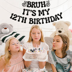 Nesinpa glitter paper banner serves as a photo backdrop for teen birthday photos.