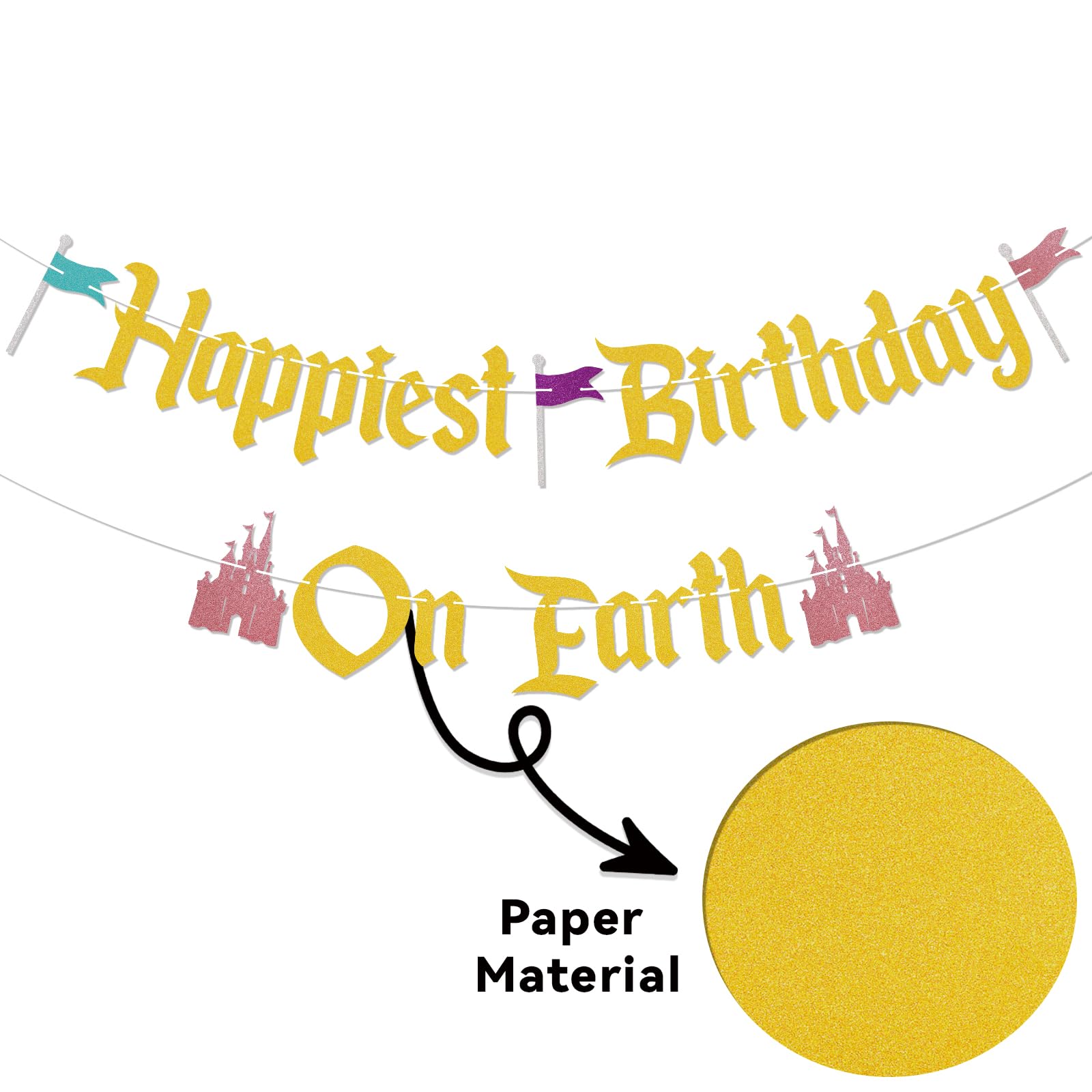 Nesinpa banner uses 300 gram glitter cardstock for durable, premium party decor.
