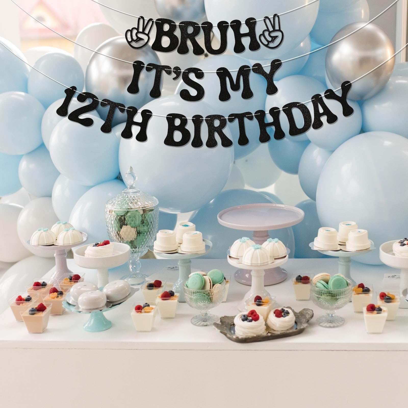 Nesinpa birthday banner decor for windows, mantels, or dessert tables with impact.