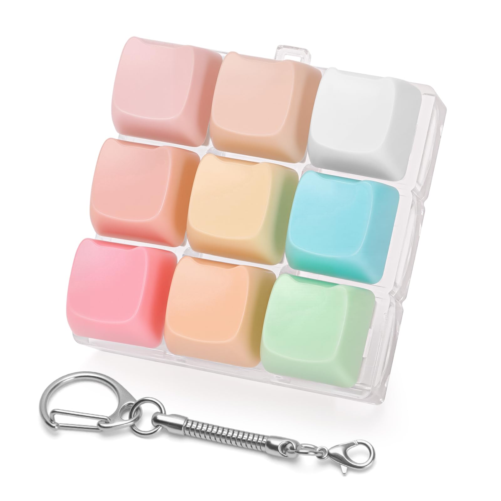 Netholid clicky cat shape keyboard front view with pastel buttons for tactile focus.