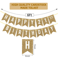Netnology gold glitter 21st banner detail adds festive sparkle to celebrations.