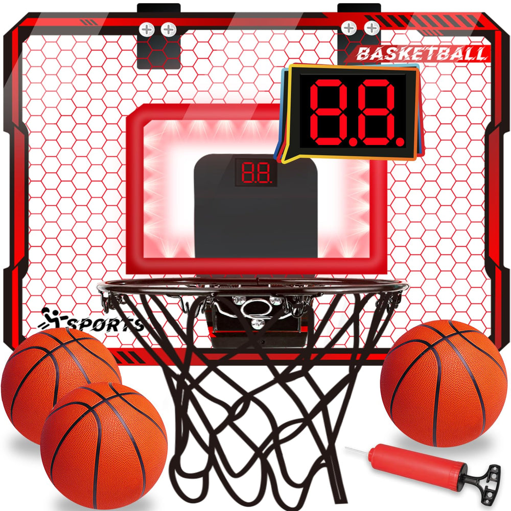 NEUBSAW basketball hoop with LED lights front view for vibrant nighttime play