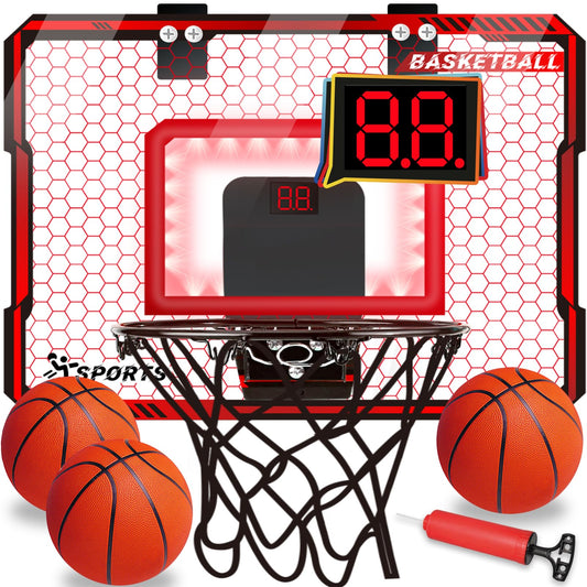 NEUBSAW basketball hoop with LED lights front view for vibrant nighttime play