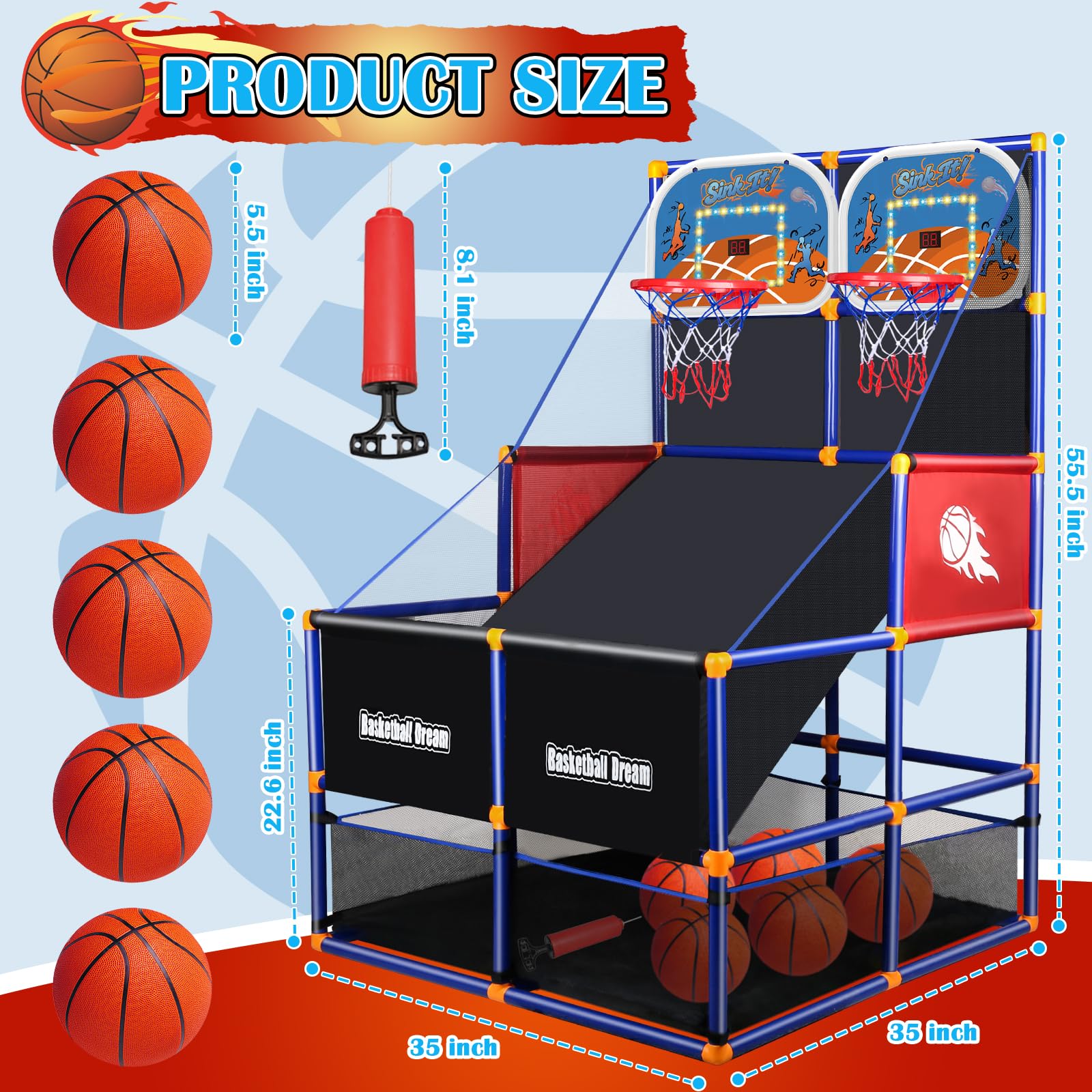 NEUBSAW adjustable-height hoop supports growing players for versatile indoor or outdoor use.