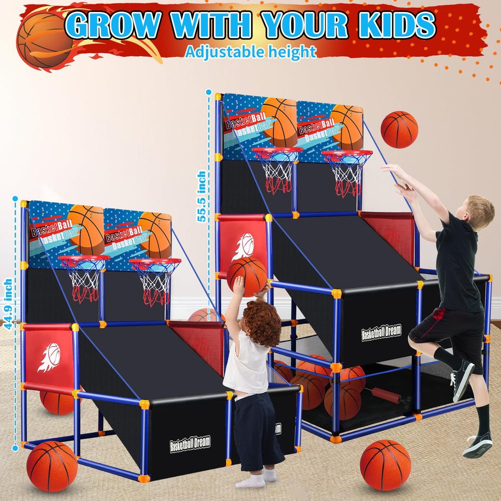 NEUBSAW arcade basketball set shows simple assembly and quick setup.