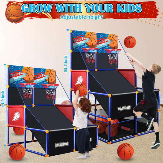 NEUBSAW arcade basketball set shows simple assembly and quick setup.