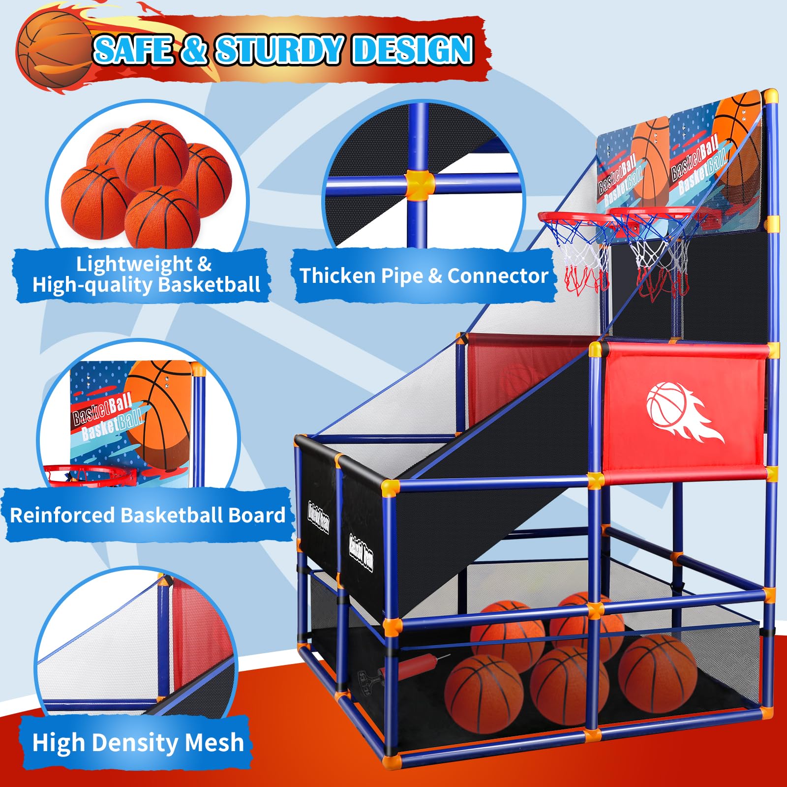 NEUBSAW storage mesh keeps balls organized between games.