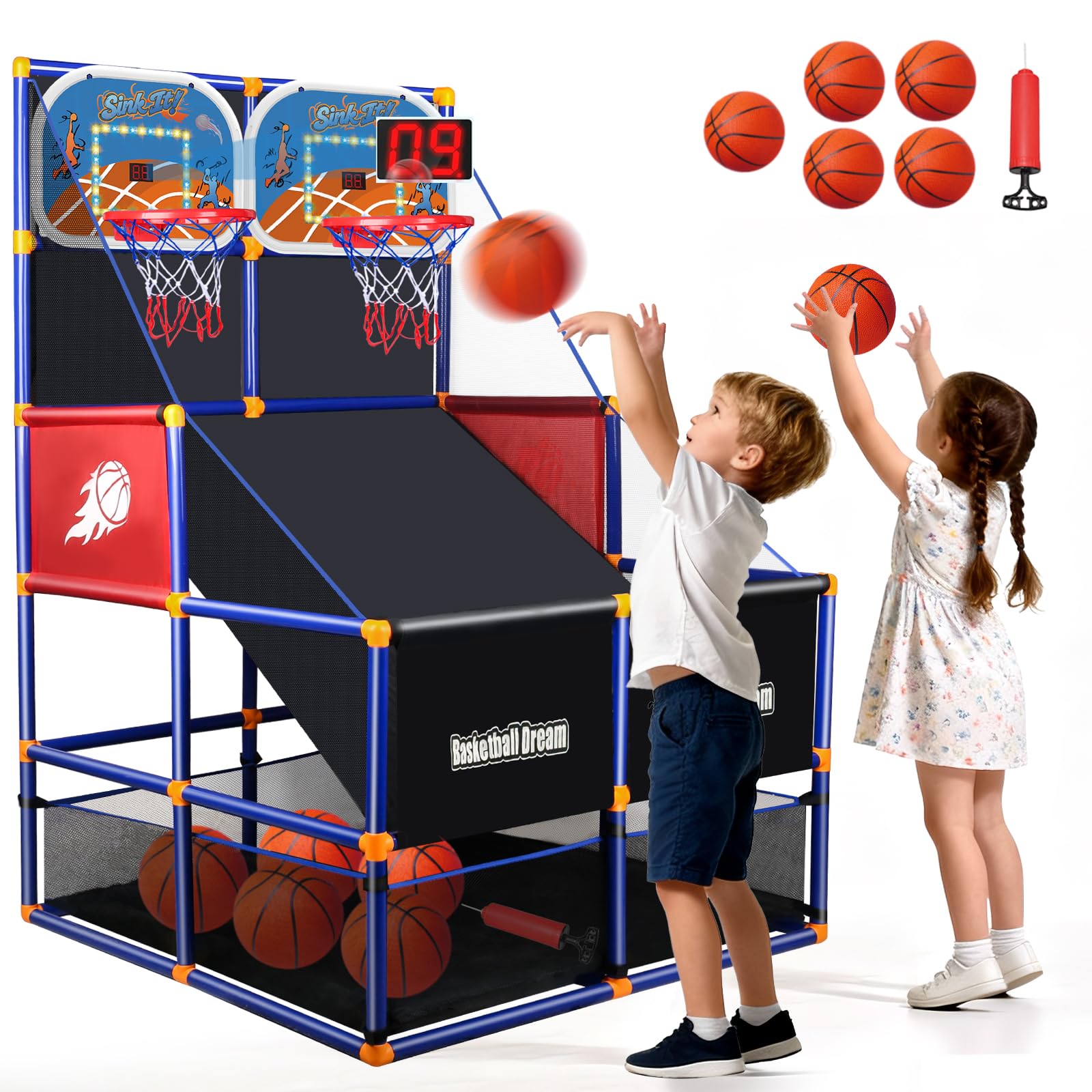 NEUBSAW LED arcade basketball set with scoreboard for interactive play and bright visuals.