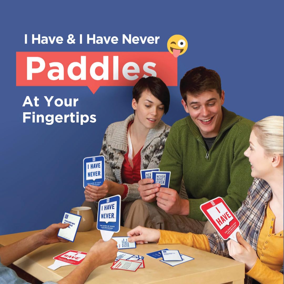 Never Have I Ever paddles in use during game night to boost interaction and fun.
