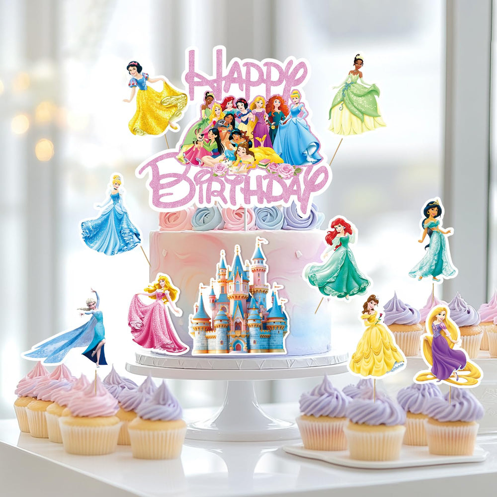 NEW BARLEY Princess cake topper blue design creates a magical dessert centerpiece.