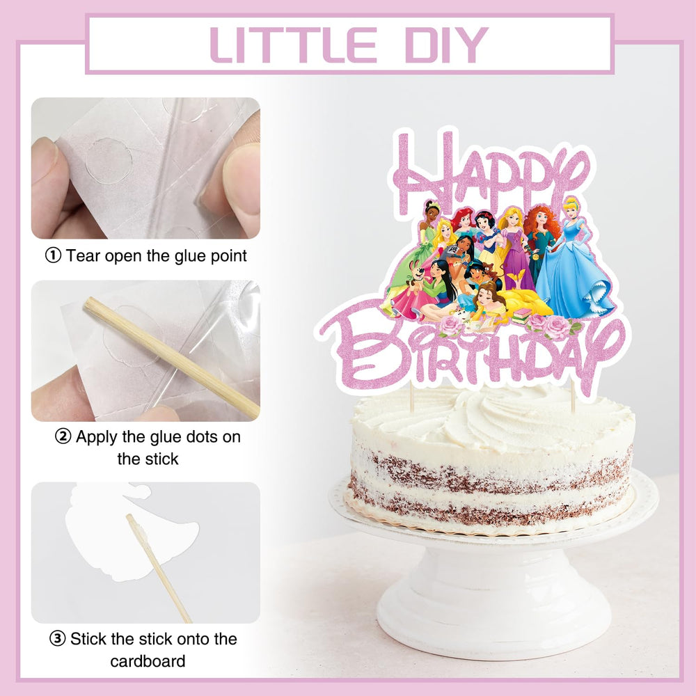 NEW BARLEY Princess cake topper gold accent elevates birthday dessert presentation.