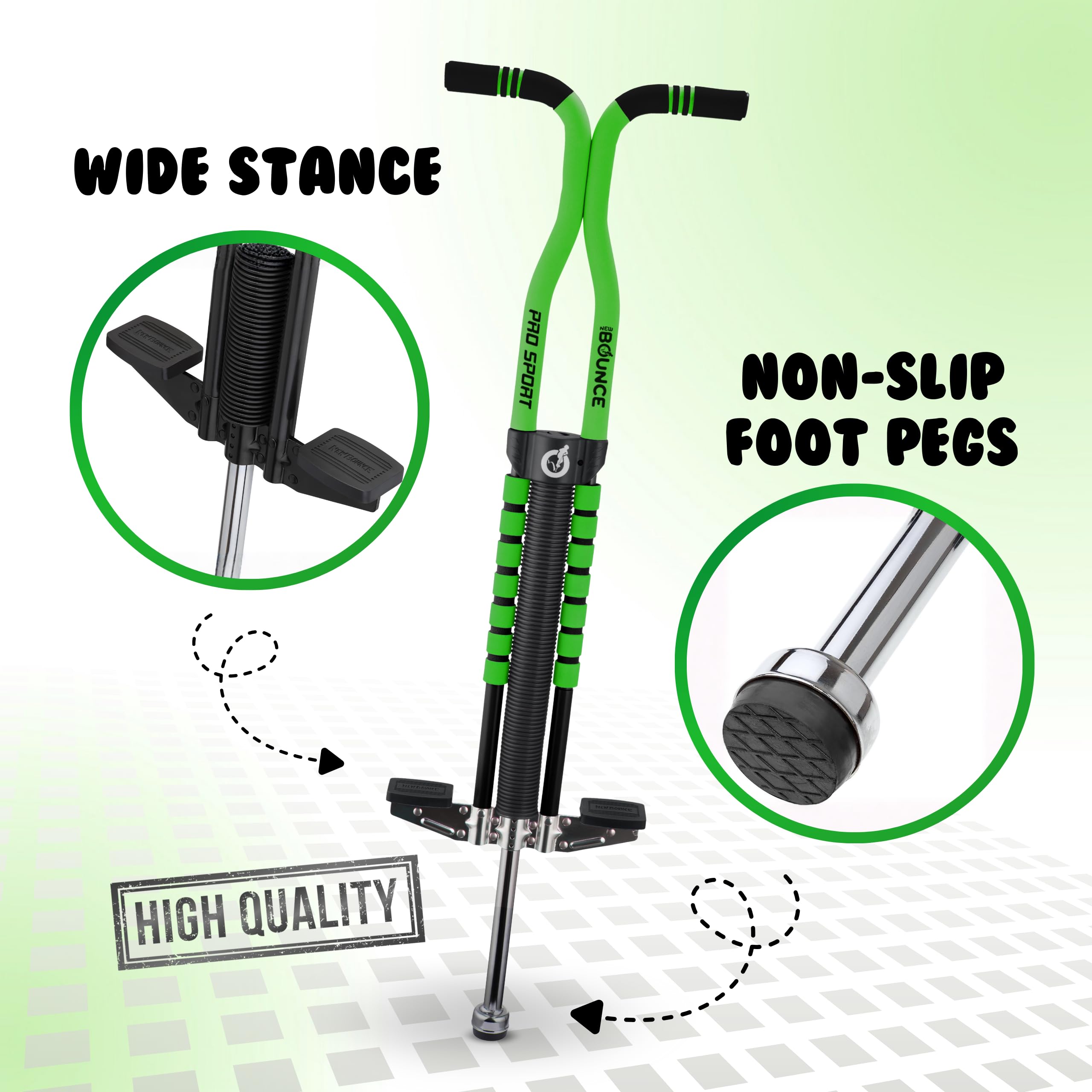 New Bounce Pogo Stick easy grip foam handles closeup improves comfort during play.