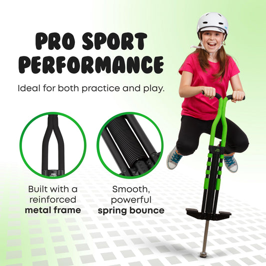 New Bounce Pogo Stick Pro Sport Edition side view highlights balance and stability for confident jumps.