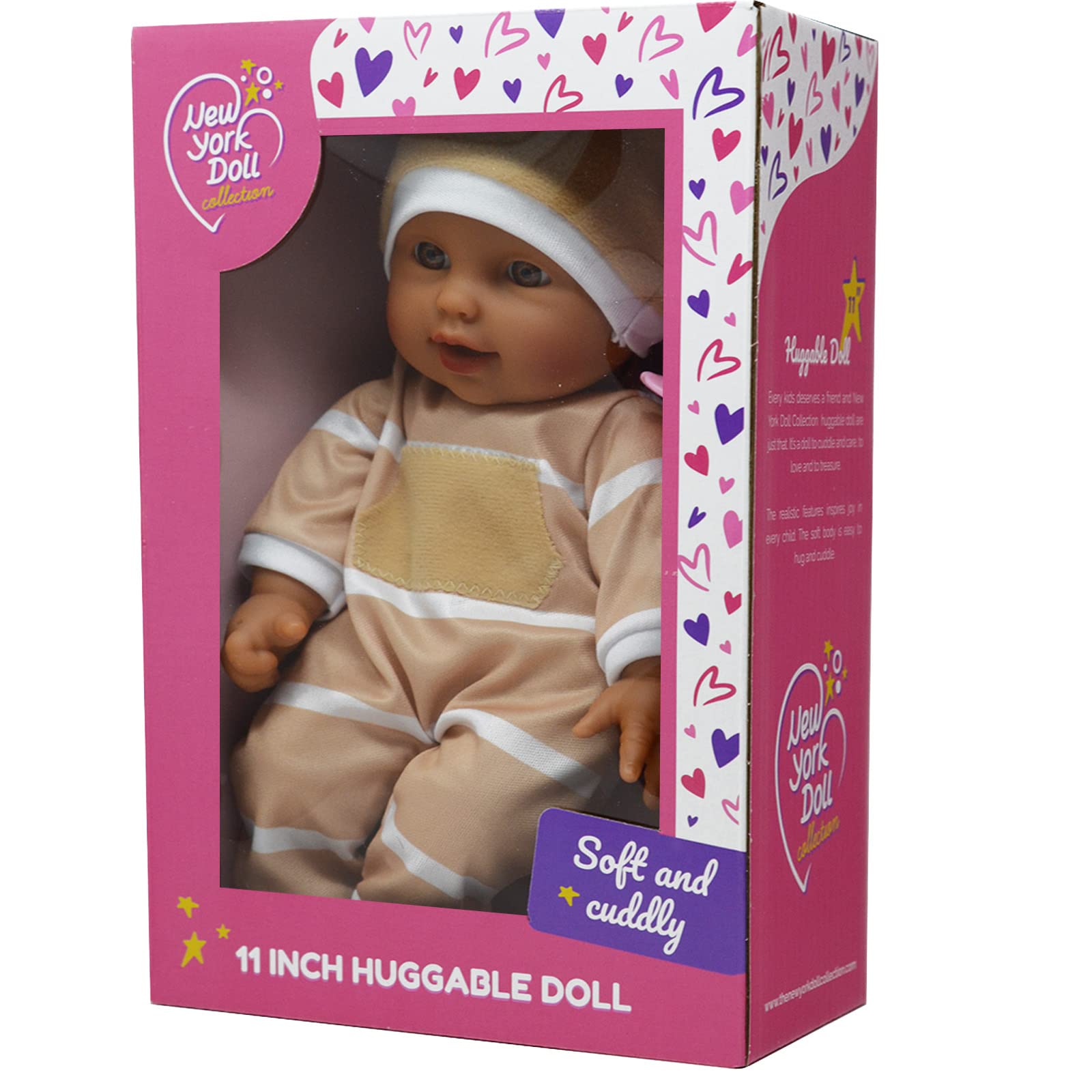 The New York Doll Collection beige Hispanic tone doll suited for inclusive play.