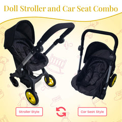Convertible seat-stroller design for flexible doll play and quick switching