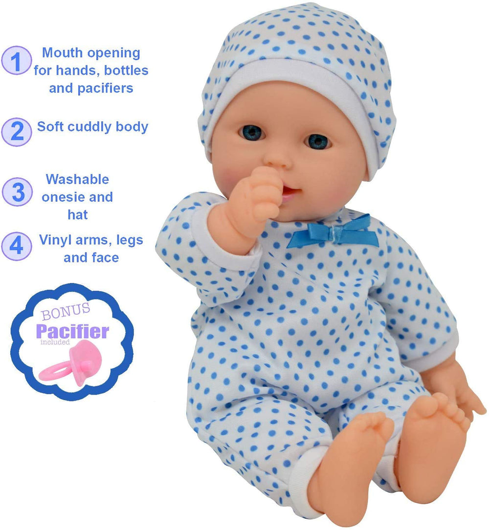 Detailed vinyl head, arms, and legs from The New York Doll Collection inspire lifelike imaginative play.