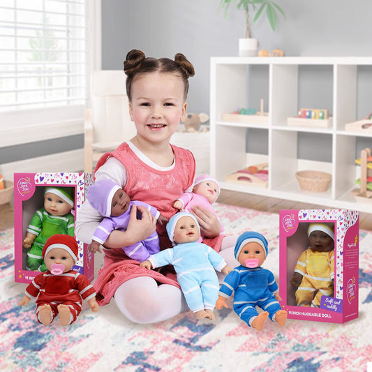 The New York Doll Collection detailed vinyl head arms and legs for lifelike doll play.