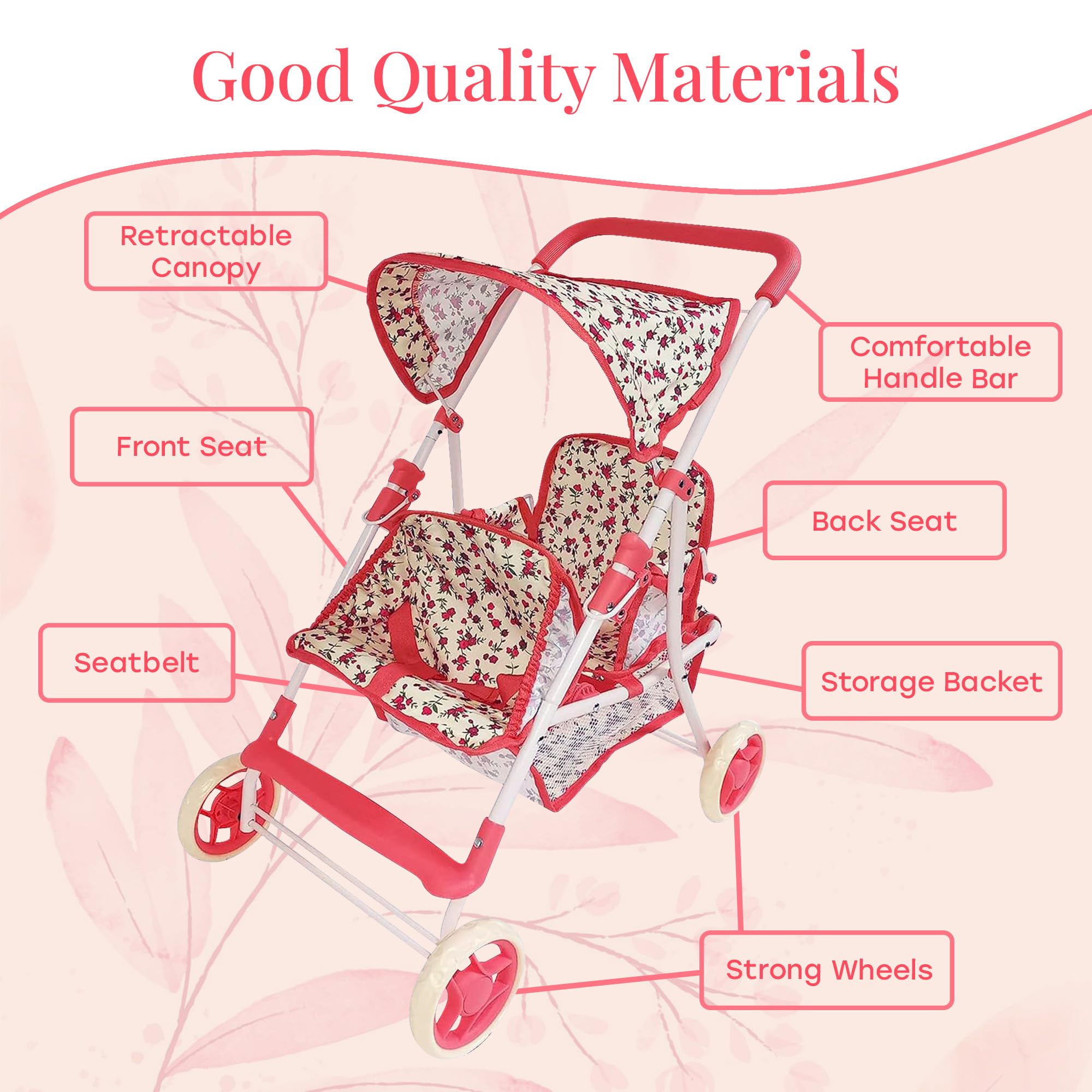 The New York Doll Collection safety harness and buckles keep dolls securely in place.
