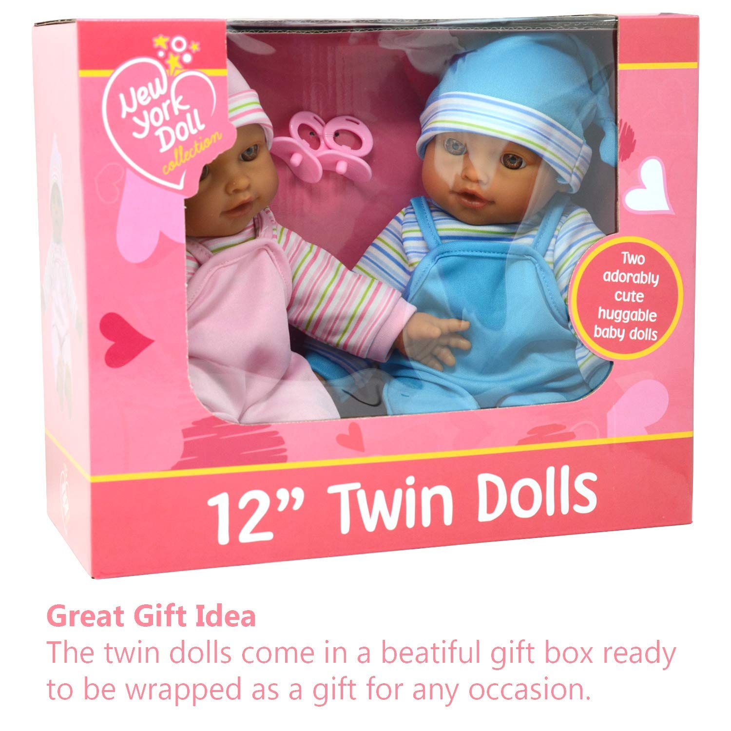 New York Doll Collection matching pink and blue outfits encourage coordinated dress-up