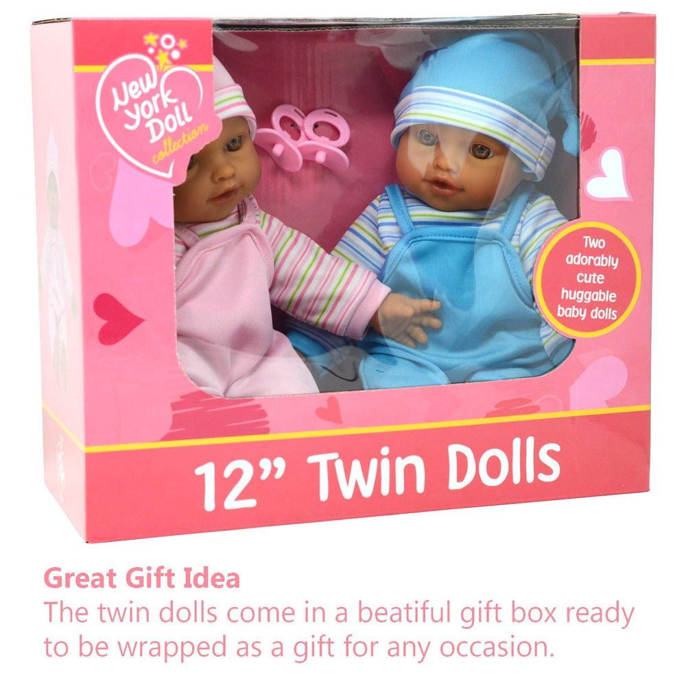 New York Doll Collection matching pink and blue outfits encourage coordinated dress-up