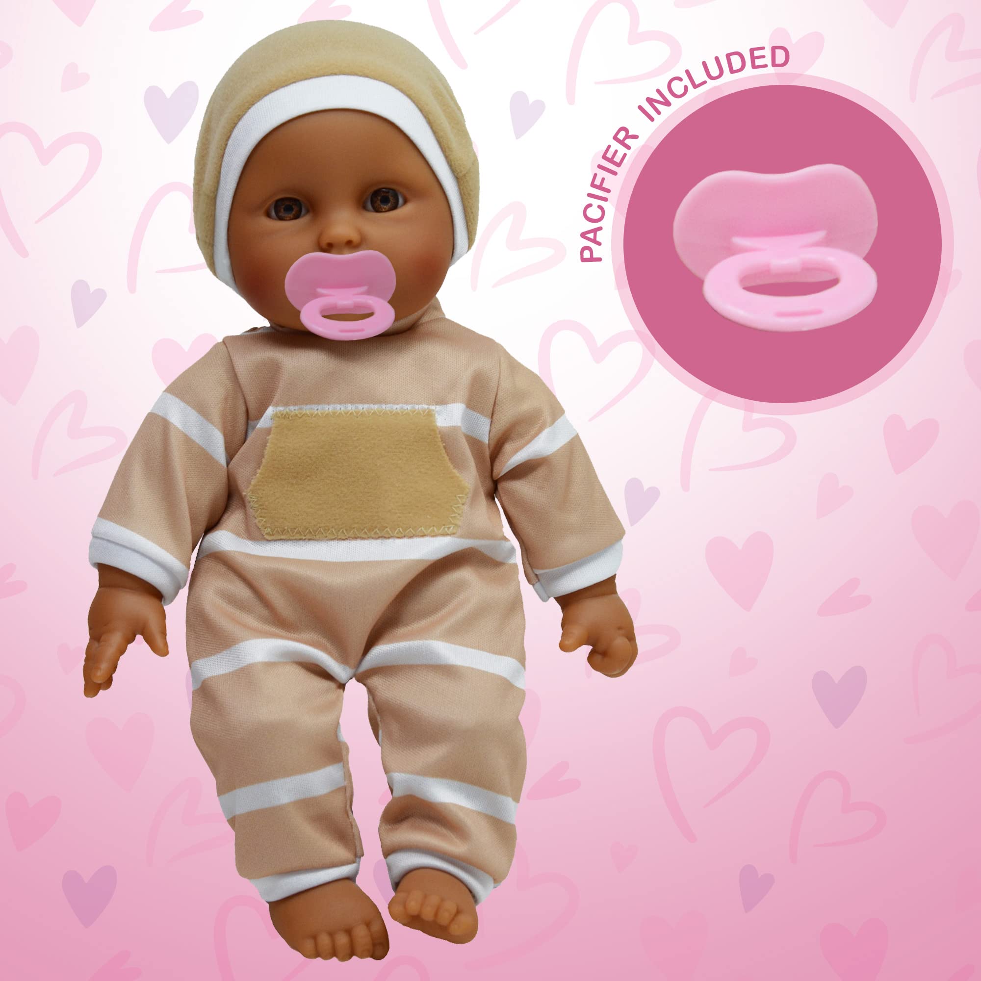 The New York Doll Collection polka striped onesie offers cute everyday outfit for pretend outfits.