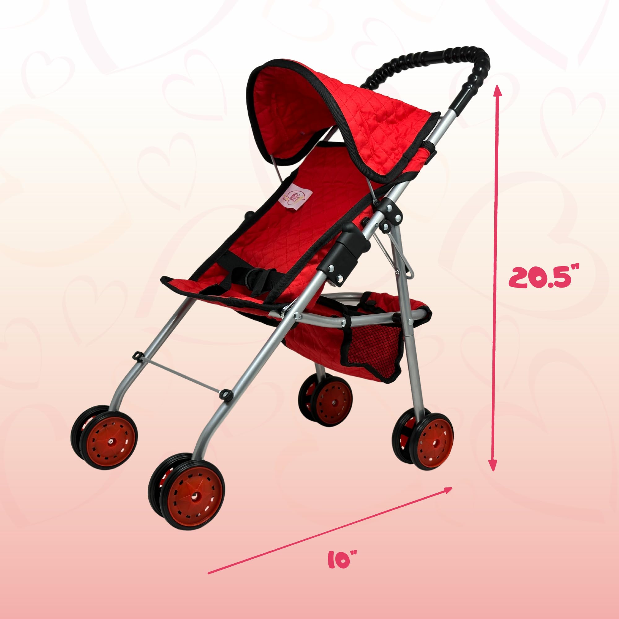 The New York Doll Collection built-in basket stores small doll accessories.