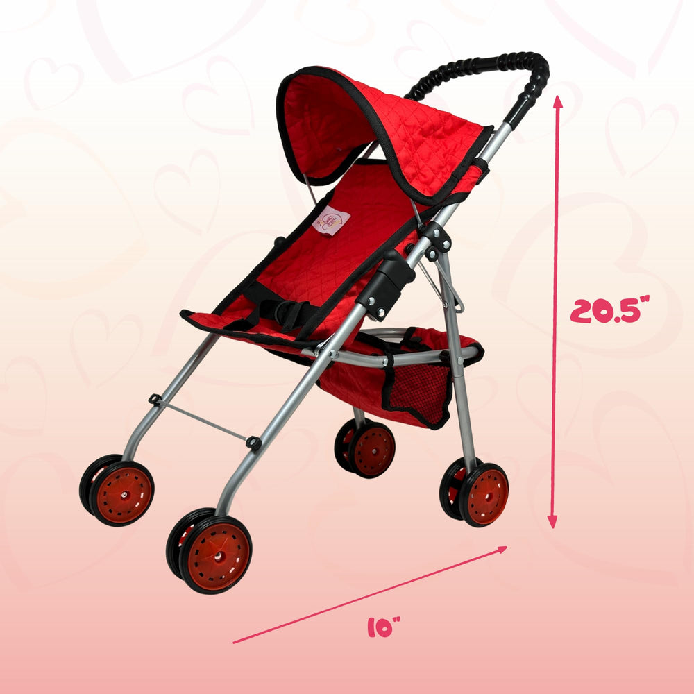 The New York Doll Collection built-in basket stores small doll accessories.