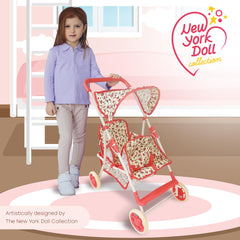 The New York Doll Collection tandem seats showcase two dolls for shared pretend outings.