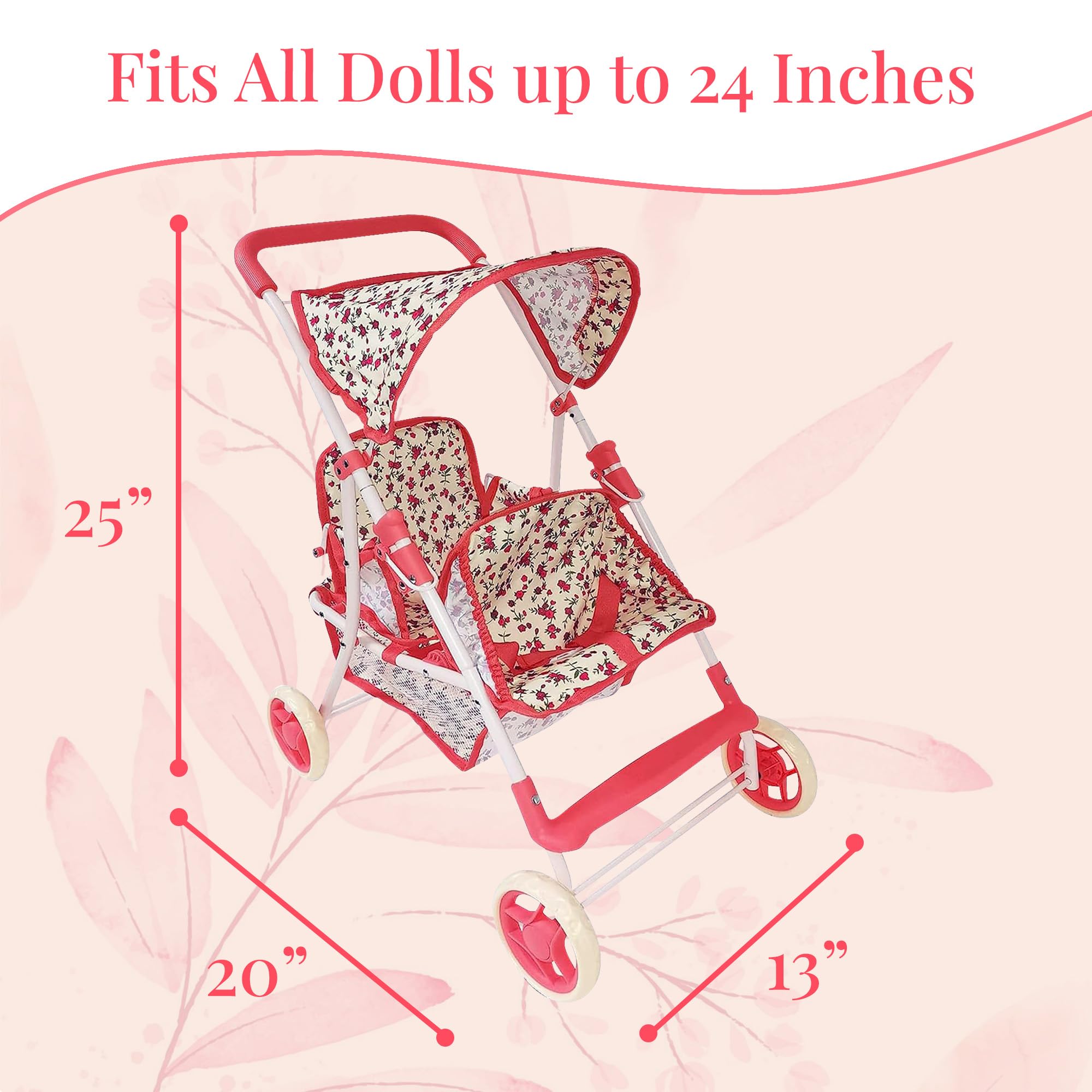 The New York Doll Collection rolling wheels support smooth, easy maneuvers for toddlers.