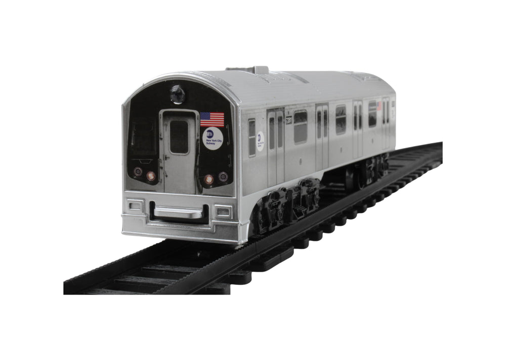 New York MTA train set includes sounds and lights for realism.