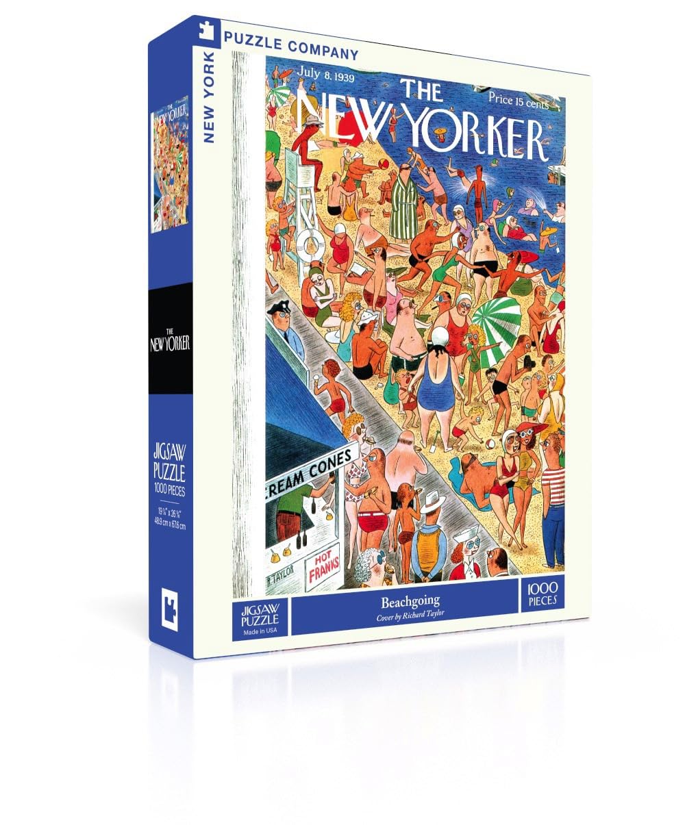 New York Puzzle Company beachgoing puzzle box front, vibrant cover, ideal for gifting and display.